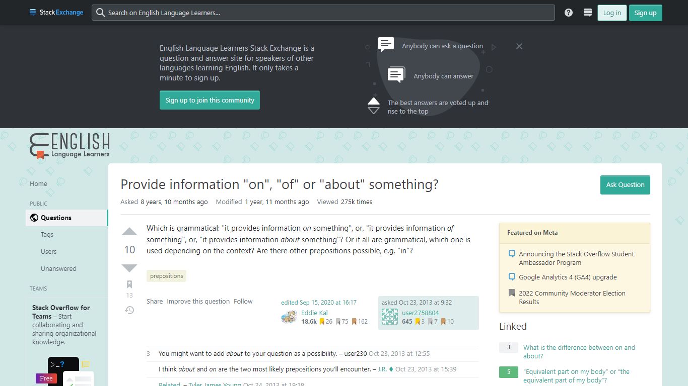 Provide information "on", "of" or "about" something?